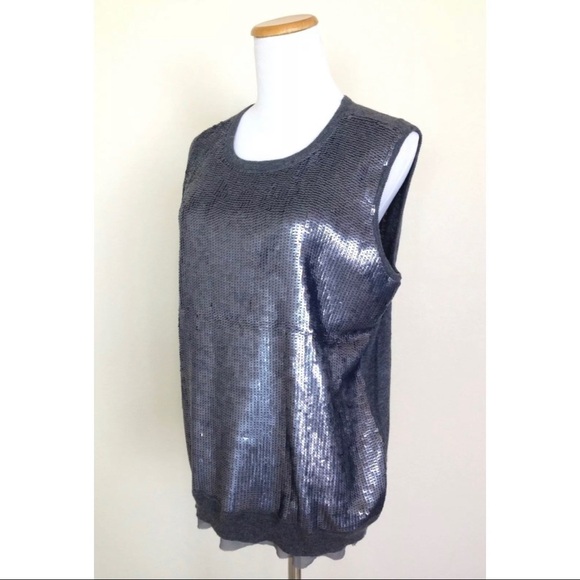 Jones New York XL Gray Sequin Sweater Tank - Picture 2 of 8